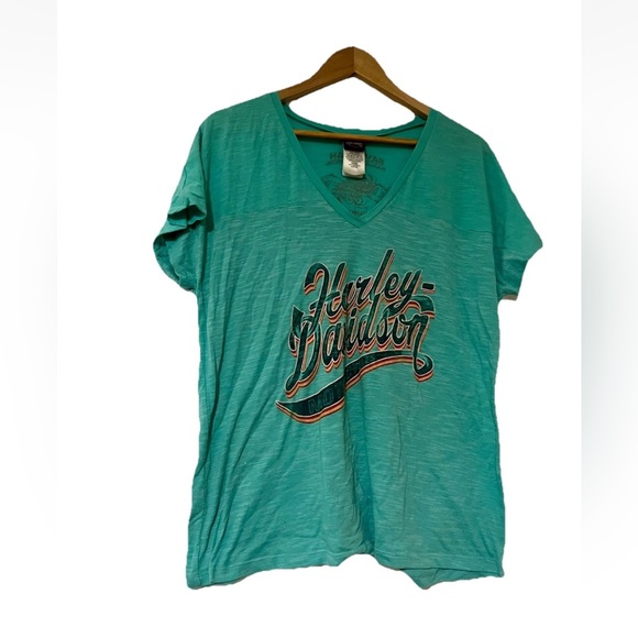 Harley-Davidson Tops - Harley-Davidson XL Women's Aqua V-Neck Tee.